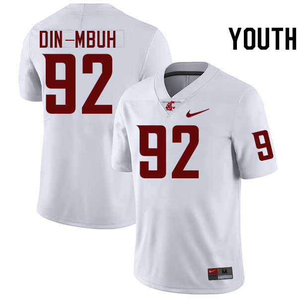 Youth #92 Ansel Din-Mbuh Washington State Cougars College Football Jerseys Stitched-White